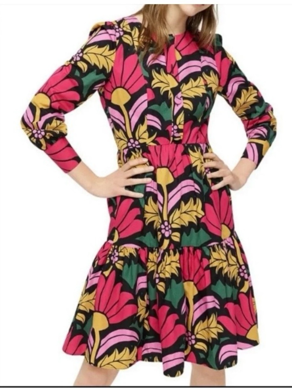 J Crew Ratti Floral Tiered Print Cotton Dress, Sz 12P